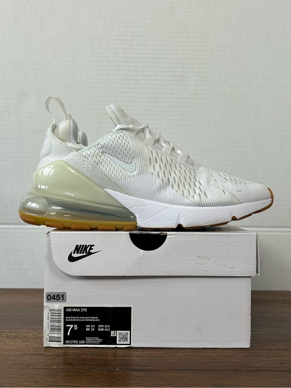 Nike Air Max 270 White Gum M7.5/W9